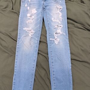 Distressed Skinny Blue Jeans for Women